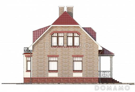 Проект коттеджа с эркером и балконом / Фасад 4