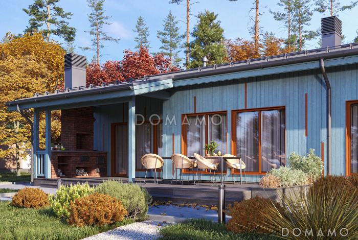 Проект дома в скандинавском стиле с 3 спальнями и барбекю на террасе Проект дома в скандинавском стиле с 3 спальнями и барбекю на террасе