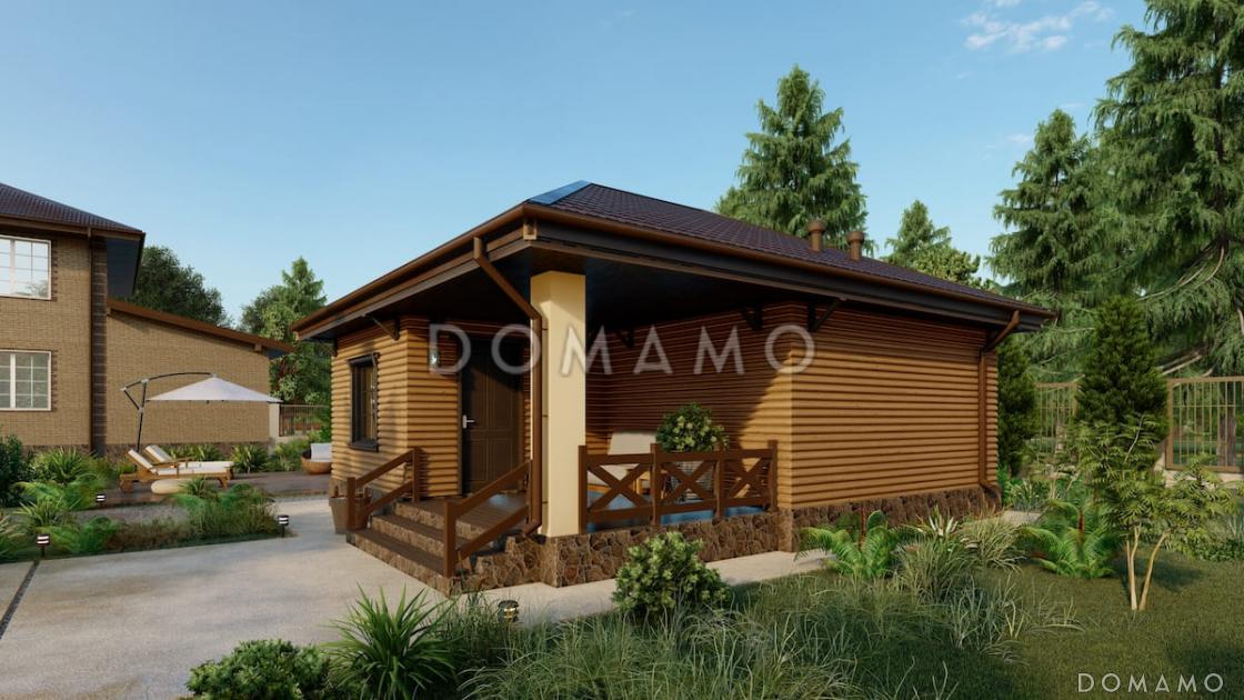 Проект компактной бани из газобетона с комнатой отдыха / 2