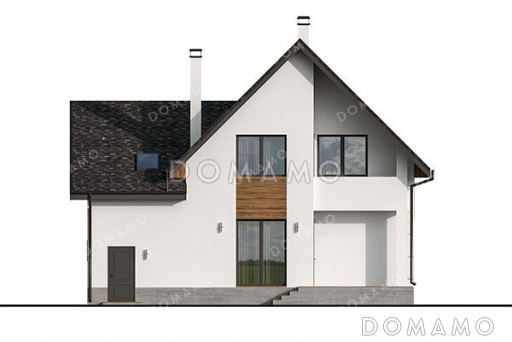 Проект одноэтажного дома с мансардой и гаражом на два автомобиля / Фасад 3