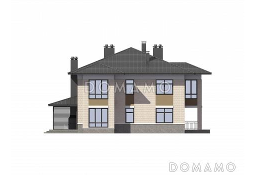 Проект двухэтажного дуплексного дома с крытой террасой / Фасад 3