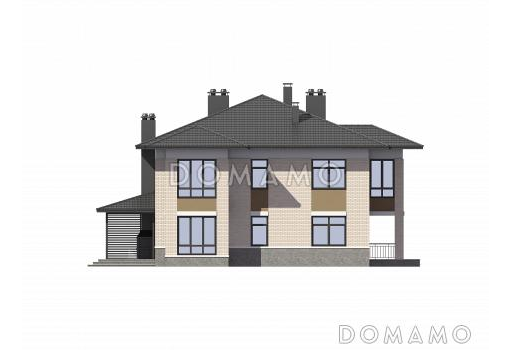 Проект двухэтажного дуплексного дома с крытой террасой / Фасад 3