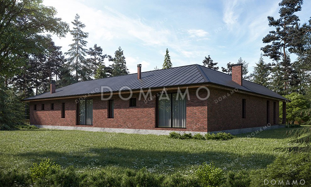 Проект одноэтажного дома с сауной и террасой / 2