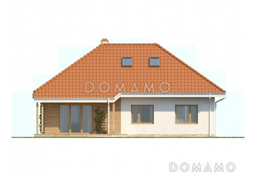 Проект одноэтажного дома из газобетона со свободной планировкой на мансардном этаже / Фасад 3