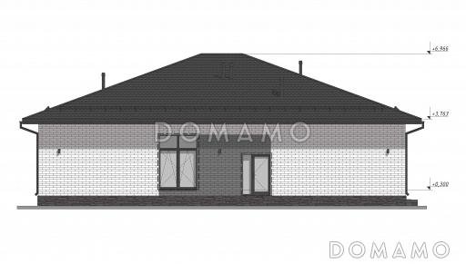 Проект одноэтажного дома с четырьмя спальнями в стиле Райт S-198 / Фасад 2