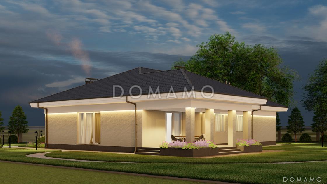 Проект одноэтажного кирпичного дома с цветочной террасой и просторной кухней-гостиной / 9