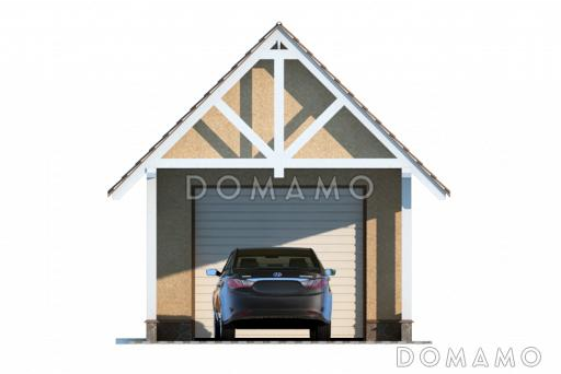 Проект навеса и хозблока с подъёмными воротами / Фасад 1