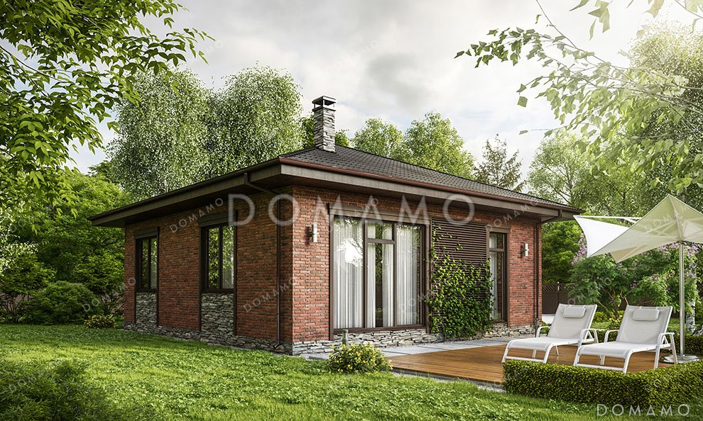 Проект одноэтажного дома с большой гостиной / 1