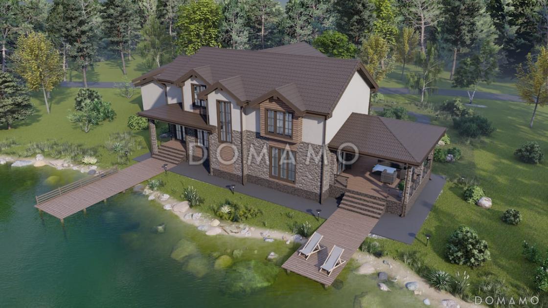 Проект коттеджа с мансардой, двусветной гостиной, сауной и верандой / 5