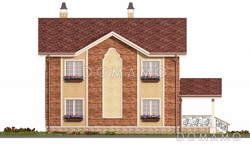 Проект двухэтажного коттеджа с террасой и двухцветной облицовкой / Фасад 1