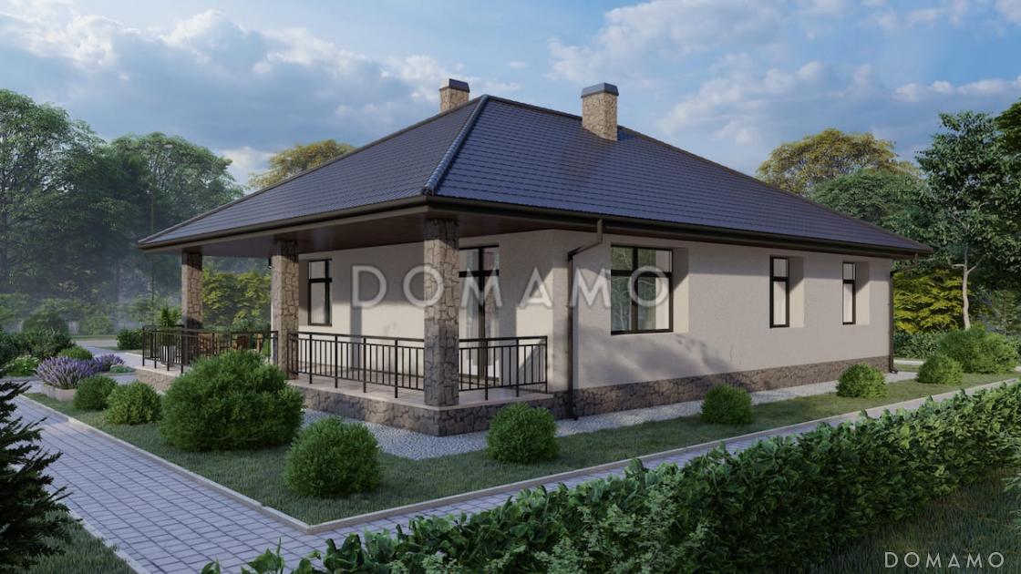 Проект дома из газобетона с большой гостиной, камином и 3 спальнями / 2