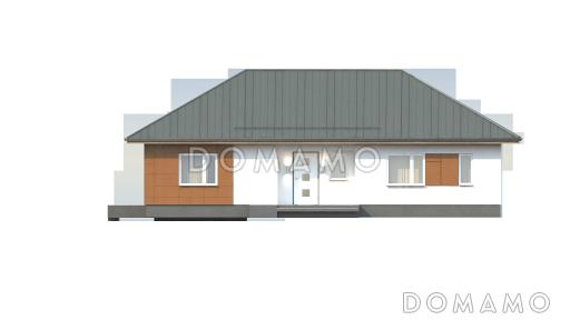 Проект одноэтажного дома из газобетона с просторной дневной зоной и тремя спальнями / Фасад 1