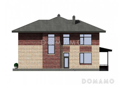 Проект двухэтажного дома с террасой, большой гардеробной, комнатой на первом этаже / Фасад 4