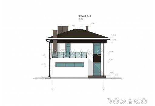 Проект дома с 3 спальнями, кабинетом, гаражом, сауной и спортзалом / Фасад 2