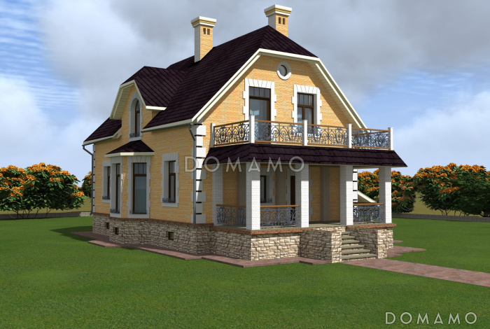 Проект  коттеджа с подвалом и террасой Проект  коттеджа с подвалом и террасой