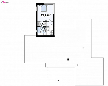 Проект современного трёхуровнего дома из газобетона с плоской крышей, с большим гаражом, спортзалом и сауной  / План 2 этажа Проект современного трёхуровнего дома из газобетона с плоской крышей, с большим гаражом, спортзалом и сауной  / План 2 этажа