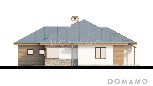 Проект одноэтажного дома из кирпича с тремя спальнями и гаражом на два автомобиля / Фасад 1
