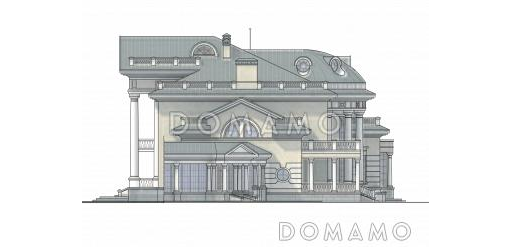 Проект просторного коттеджа с бассейном, бильярдной и парадной гостиной / Фасад 4