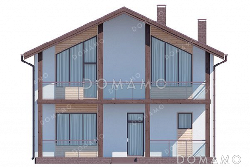 Проект дома с террасой и балконом / Фасад 2