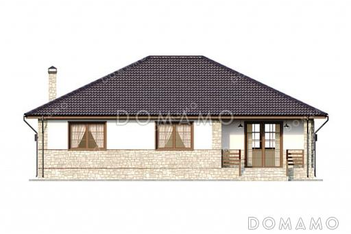 Проект одноэтажного дома с 3 спальнями и небольшой террасой / Фасад 1