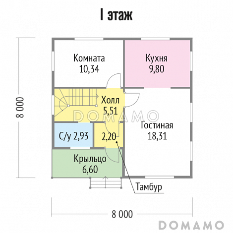 Проект  дома из клееного бруса строгого современного стиля / План 1 этажа Проект  дома из клееного бруса строгого современного стиля / План 1 этажа