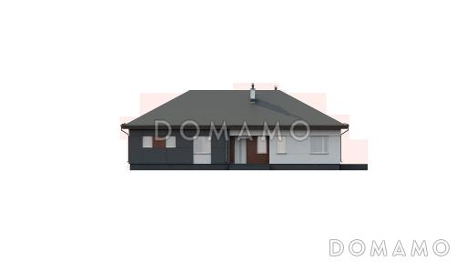 Проект просторного одноэтажного дома из кирпича с четырьмя спальнями с гардеробными / Фасад 1