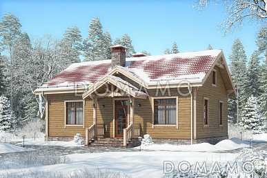 Проект дома с двумя спальнями, гостиной с кухней-столовой, техническим помещением, небольшим холлом и санузлом Проект дома с двумя спальнями, гостиной с кухней-столовой, техническим помещением, небольшим холлом и санузлом