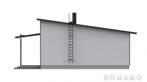 Проект компактного одноэтажного каркасного дома с двумя спальнями / Фасад 2 Проект компактного одноэтажного каркасного дома с двумя спальнями / Фасад 2