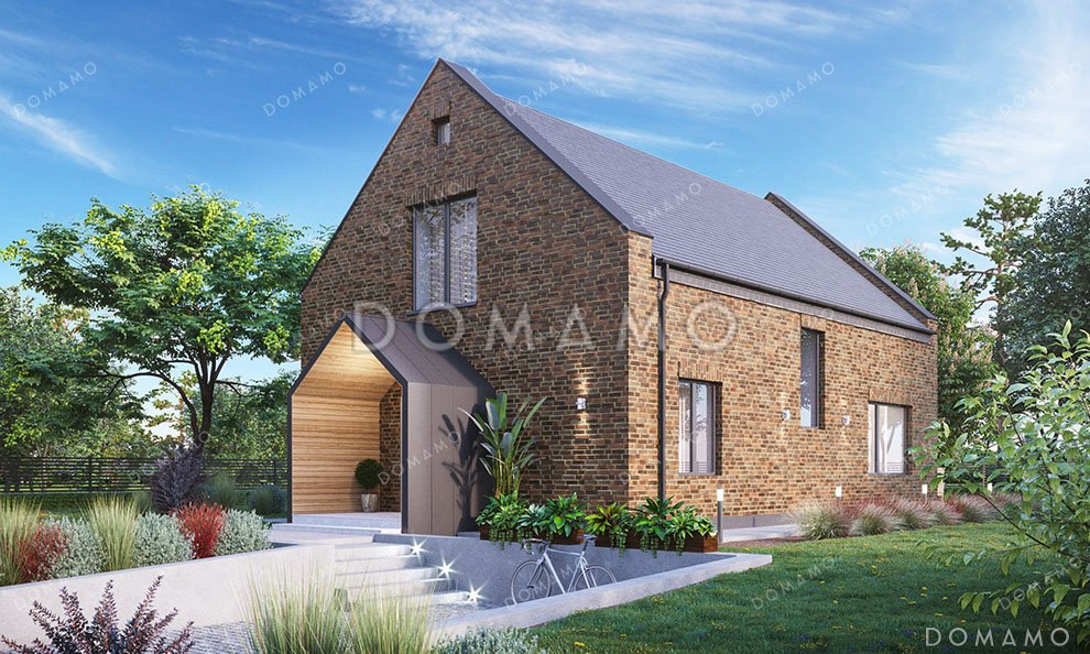 Проект одноэтажного дома с мансардой и террасой / 1