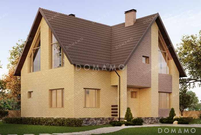 Проект одноэтажного дома с большой гостиной и мансардой Проект одноэтажного дома с большой гостиной и мансардой