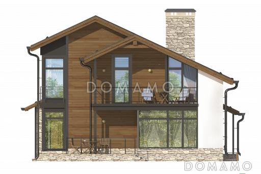 Проект дома на две семьи с террасой, котельной, кухней-столовой и большой гостиной, кабинетом / Фасад 3