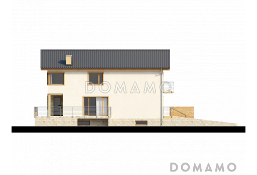 Проект большого двухэтажного дома из кирпича с цокольным этажом и подземным гаражом / Фасад 3