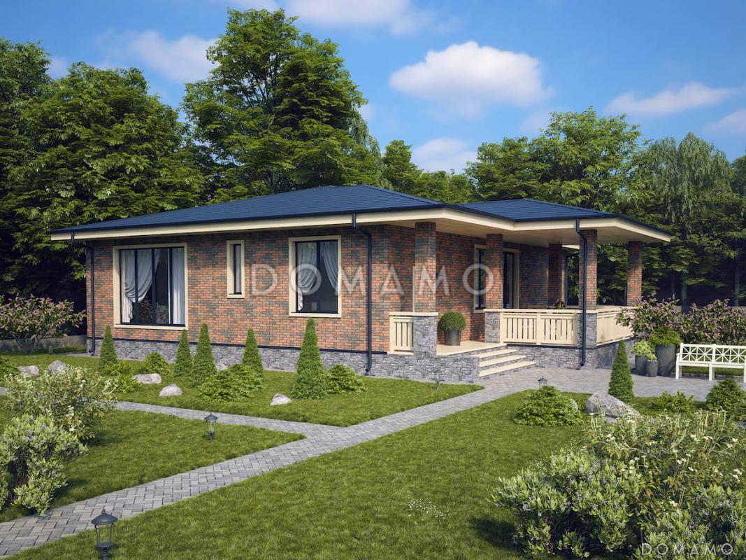 Проект дома из газобетона с кирпичной отделкой / 1