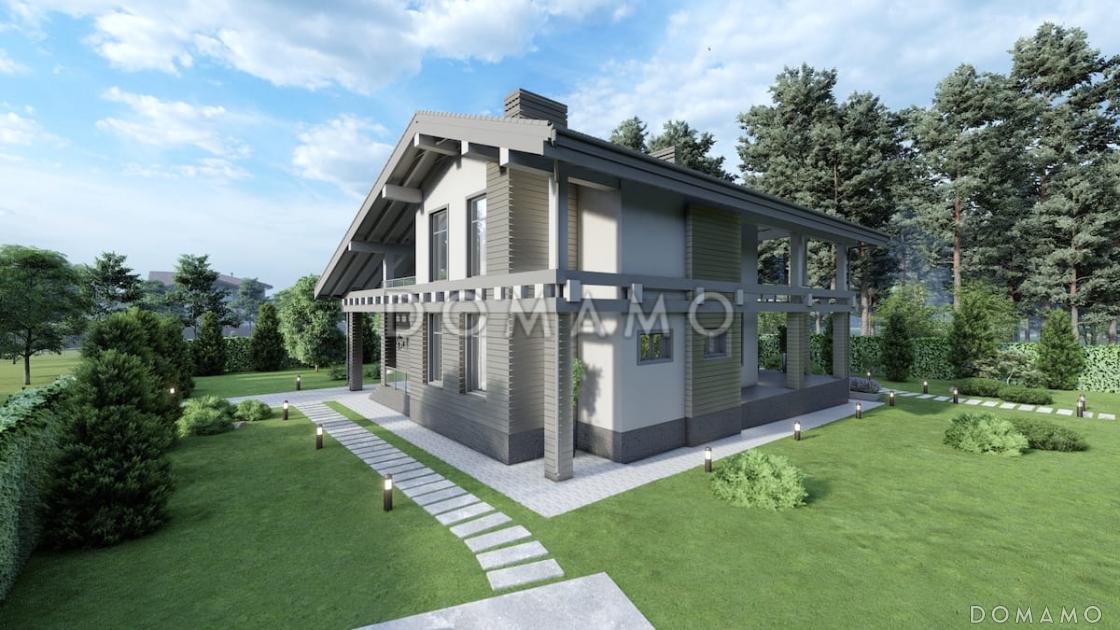 Проект мансардного дома с сауной, вторым светом, террасой и балконом / 3