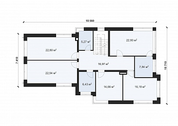 Проект коттеджа в стиле хайтек с гаражом на две машины S-269 / План 2 этажа Проект коттеджа в стиле хайтек с гаражом на две машины S-269 / План 2 этажа