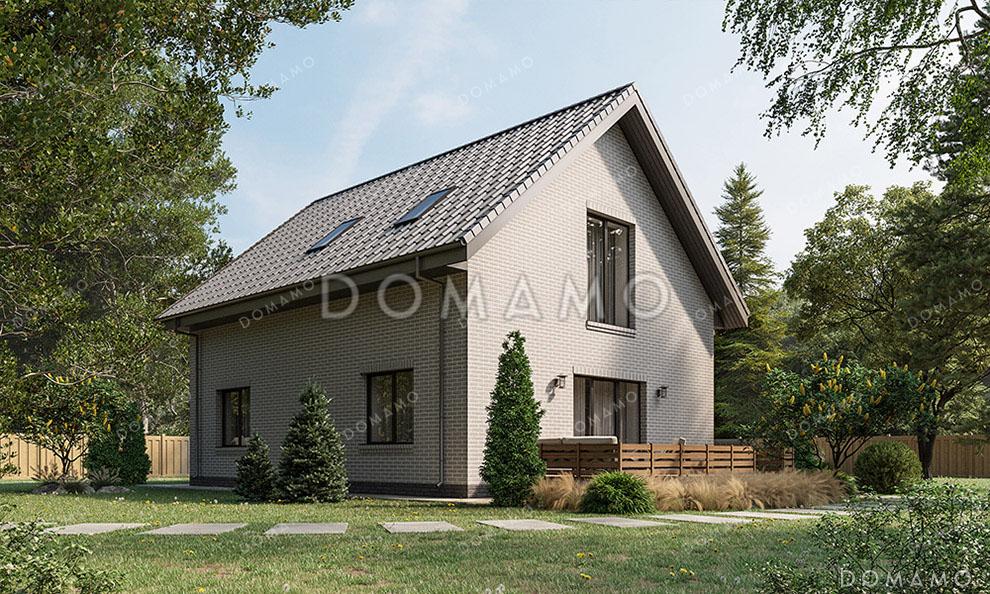 Проект домика с мансардой и встроенным гаражом / 2