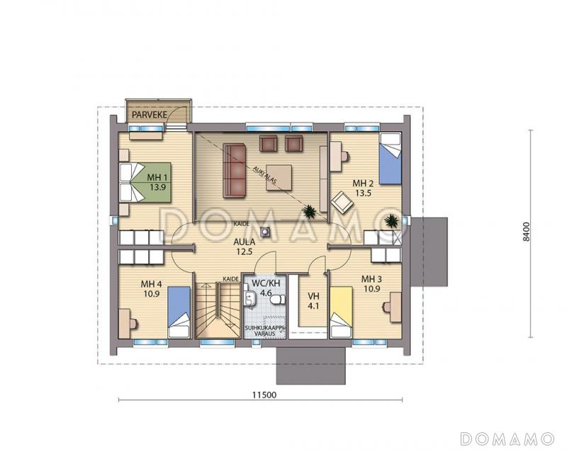 Проект многофункционального двухэтажного каркасного дома / План 2 этажа