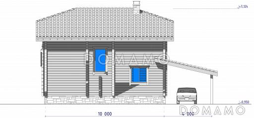 Проект коттеджа из бруса с эркером / Фасад 2