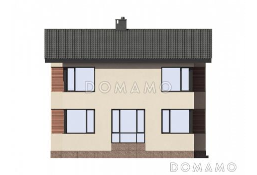 Проект просторного двухэтажного дома из пенобетона и кирпича с пятью комнатами / Фасад 4