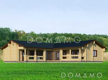 Проект одноэтажного дома из клееного бруса с небольшим кабинетом Проект одноэтажного дома из клееного бруса с небольшим кабинетом