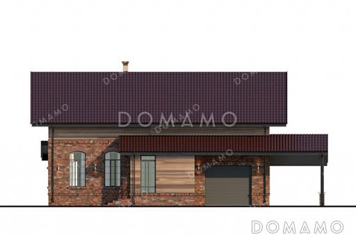 Проект дома с 4 спальнями на мансарде, гаражом и навесом для автомобиля / Фасад 1