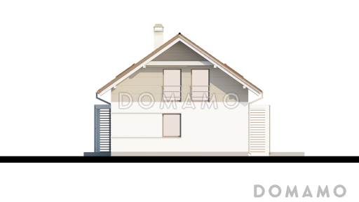 Проект одноэтажного мансардного дома из газобетона с дополнительной спальней и кабинетом на первом этаже / Фасад 1