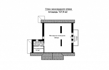 Проект загородного дома с пристроенным задним бассейна из светопрозрачных конструкций / План мансардного этажа Проект загородного дома с пристроенным задним бассейна из светопрозрачных конструкций / План мансардного этажа