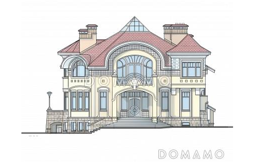 Проект коттеджа в стиле модерн с парадным балконом / Фасад 1