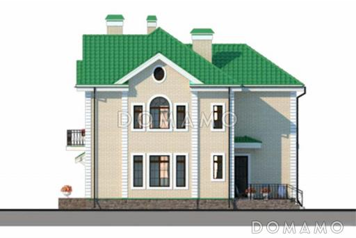 Проект двухэтажного дома с гаражом и небольшой террасой / Фасад 2