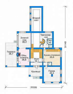 Проект в современном стиле / План 1 этажа Проект в современном стиле / План 1 этажа