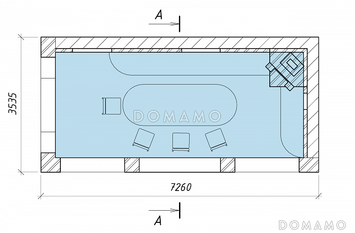 Проект закрытой беседки с панорамными окнами / План 1 этажа