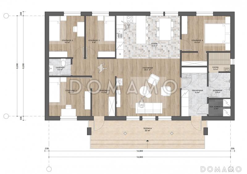 С-144.1 одноэтажный дом / План 1 этажа