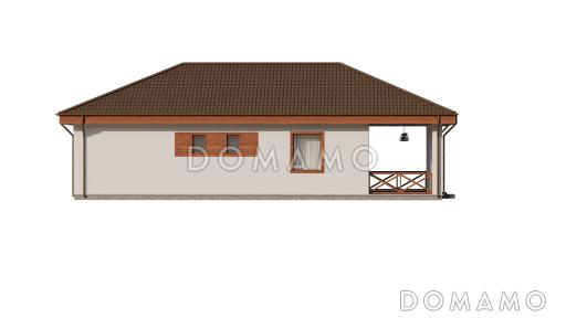 Проект одноэтажного дома из газобетона с большой террасой и двумя спальнями / Фасад 7