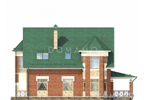 Проект дома из газобетона с прямоугольной гостиной / Фасад 4